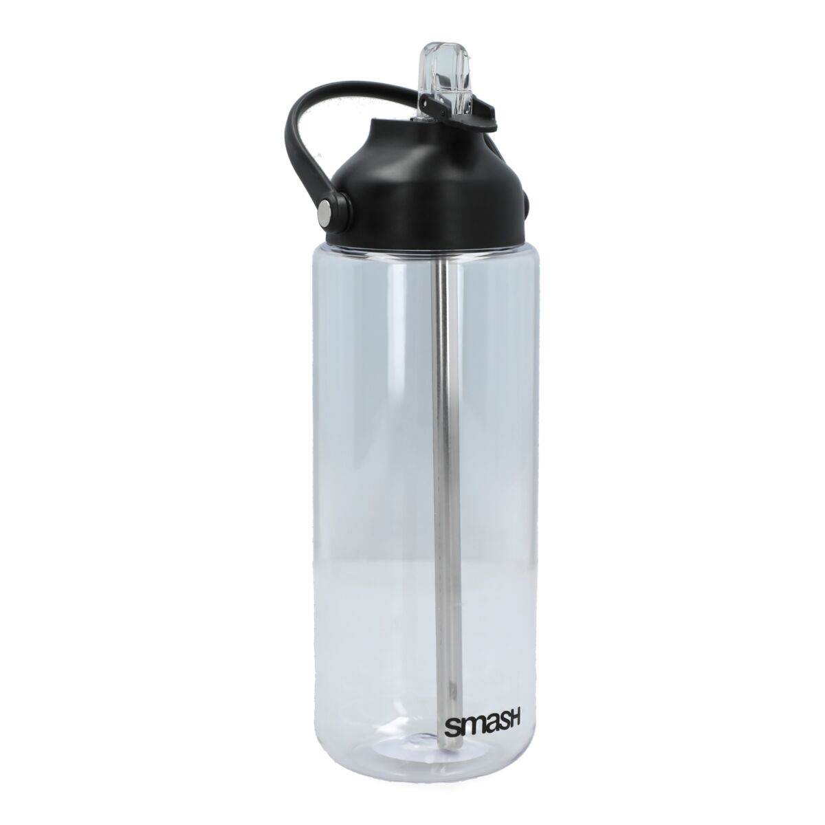 Smash Water Bottle with Straw Clear and Black 1 Liter Food Storage